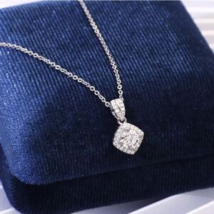 Certified 14K White Gold Pendant Necklace 0.5ct Moissanite Diamond S925 Gift